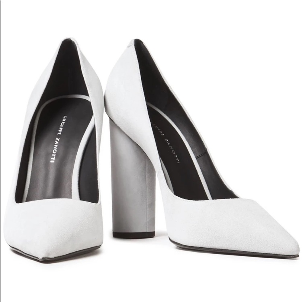 GIUSEPPE ZANOTTI Crudelia 110 Heels Gray 34 4 Pump Suede Leather Chunky Round